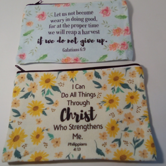 2 Inspirational Bible Verse Make-up Bags Lot #5 - Picture 2 of 6